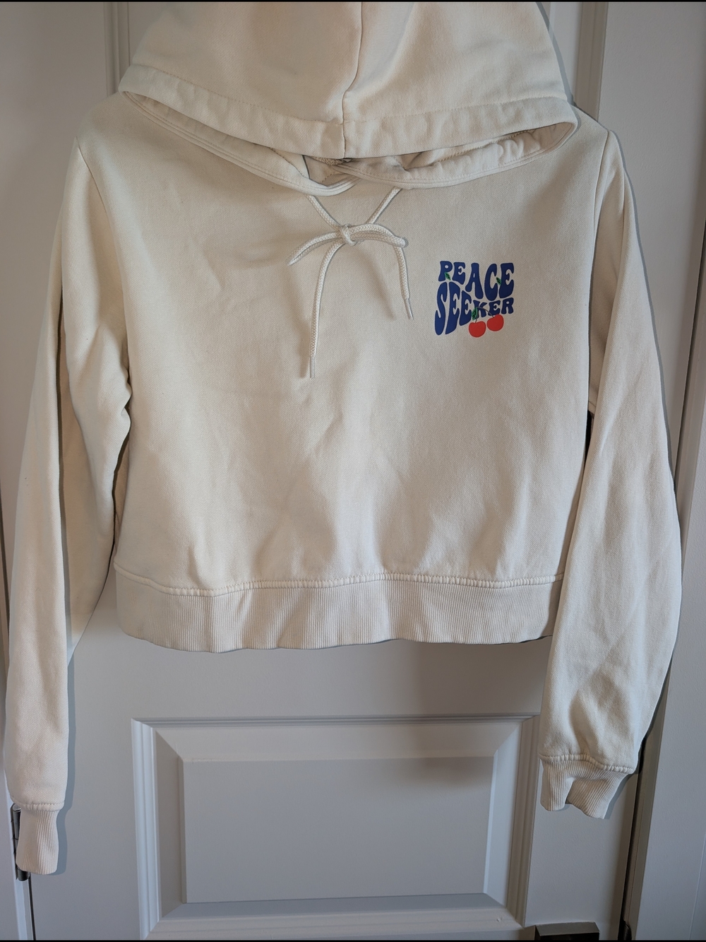 Peace Seeker Cream Cropped Hoodie - Women